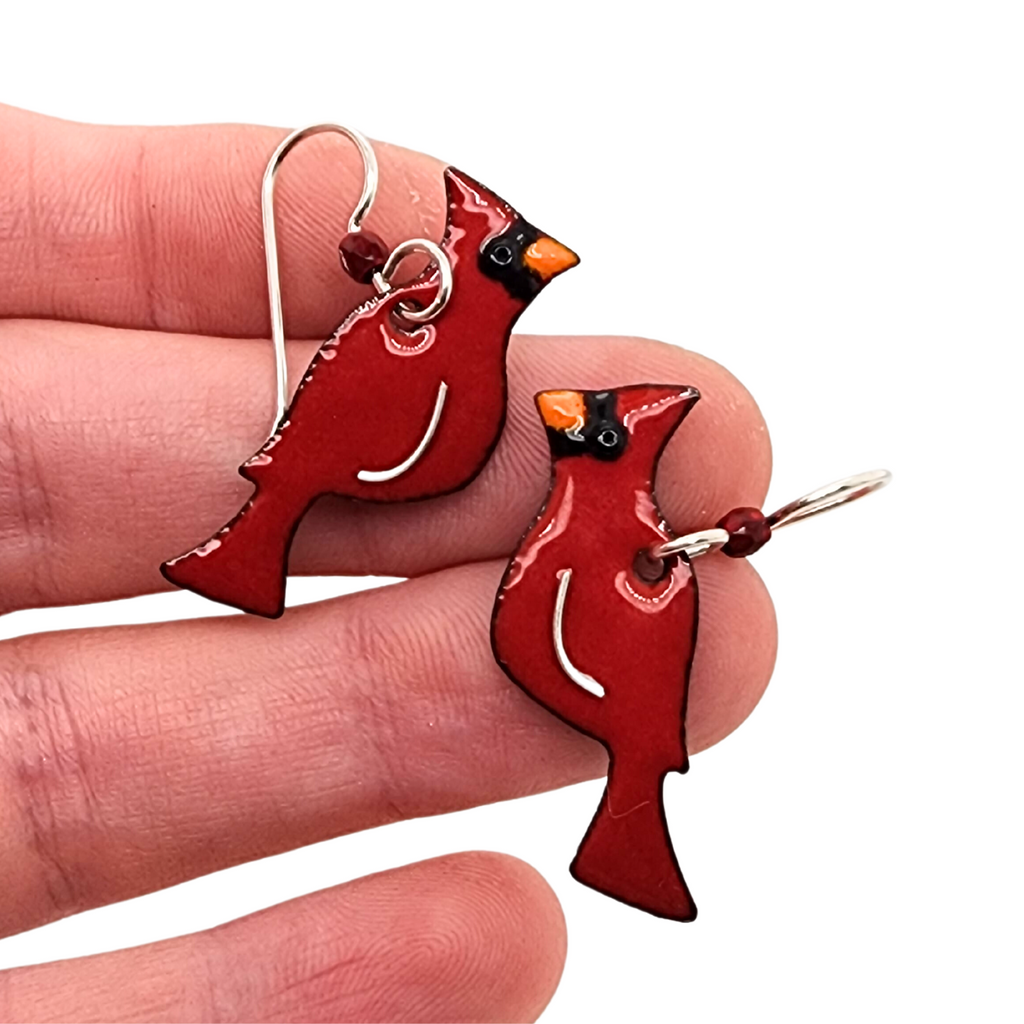 vibrant cardinal earrings by Kathryn Riechert