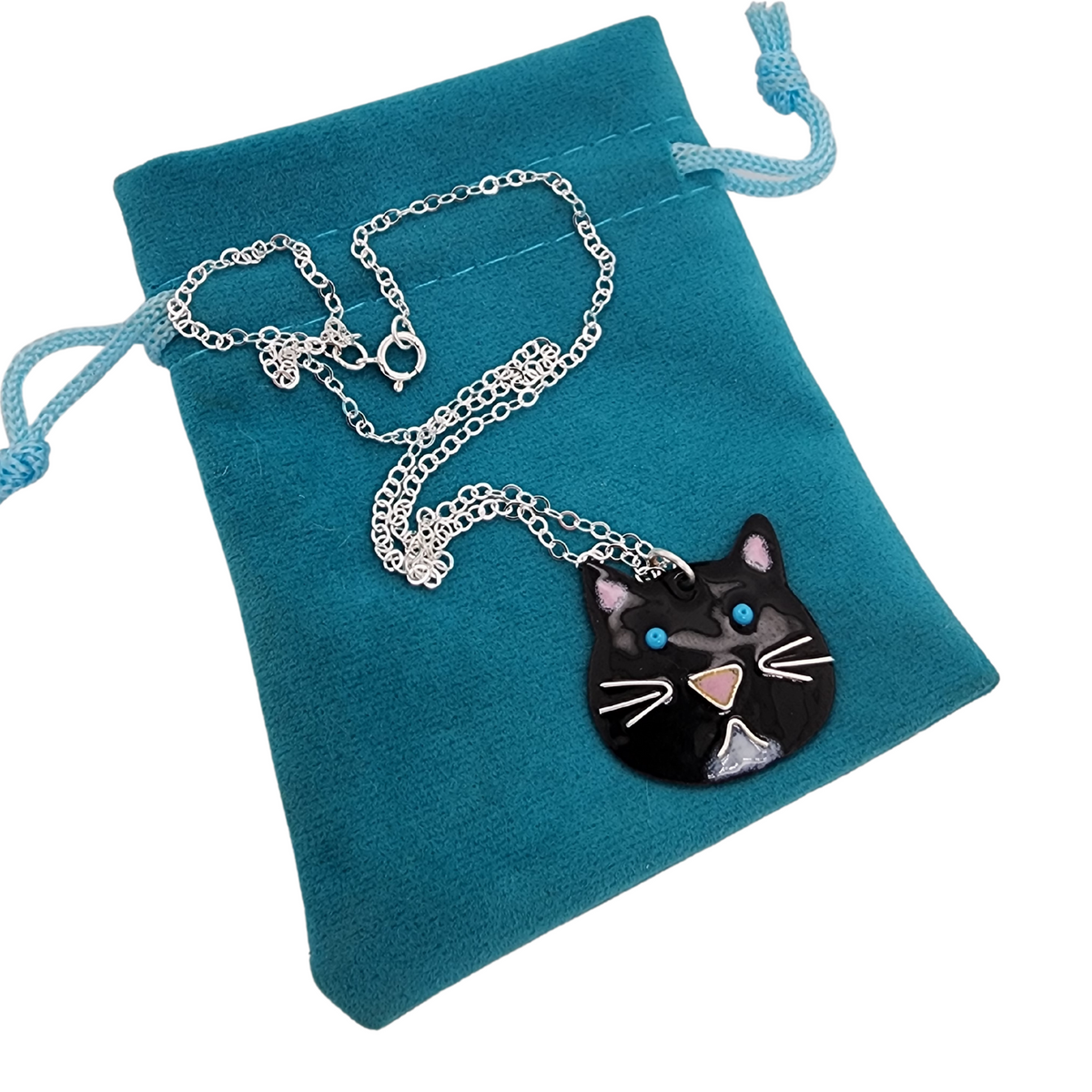 Tuxedo Cat Pendant, Enameled Cat Necklace – KathrynRiechert