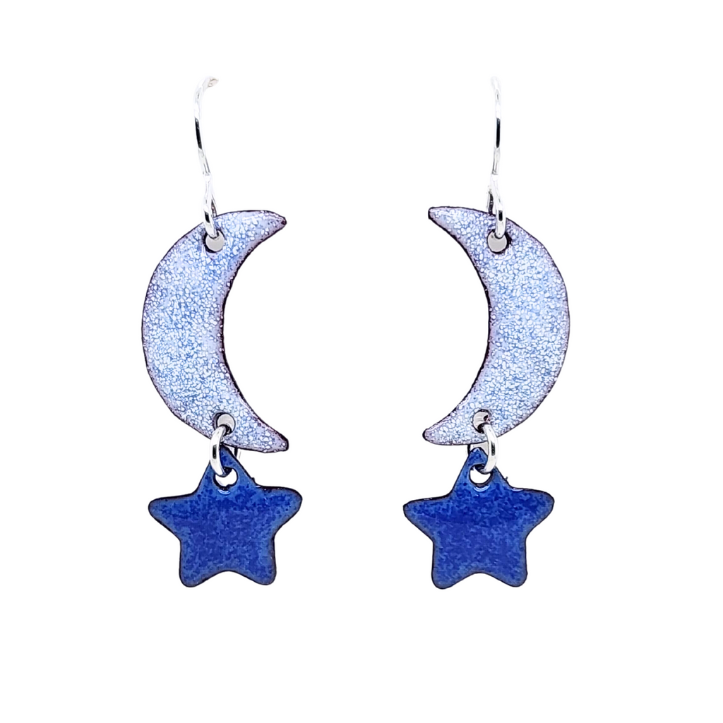 handmade earrings with moons and stars