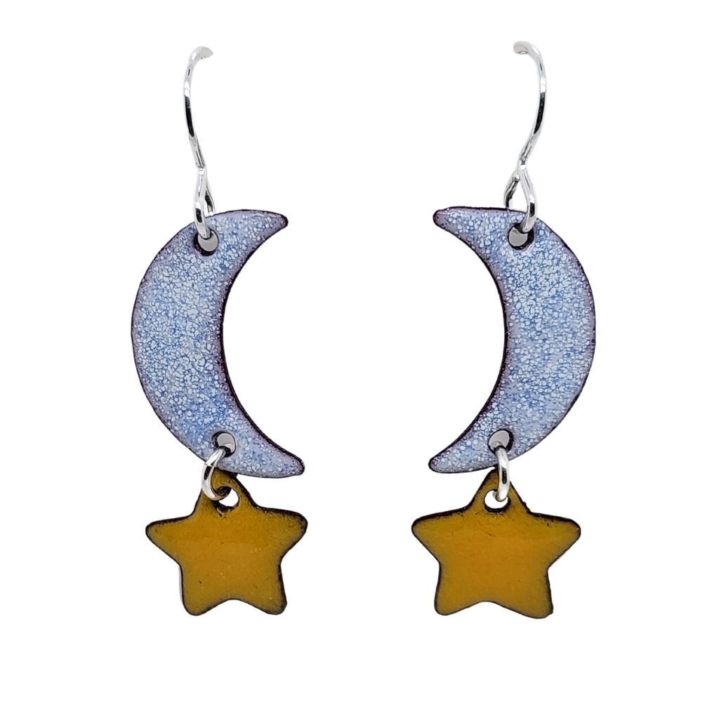 yellow stars and moon earrings