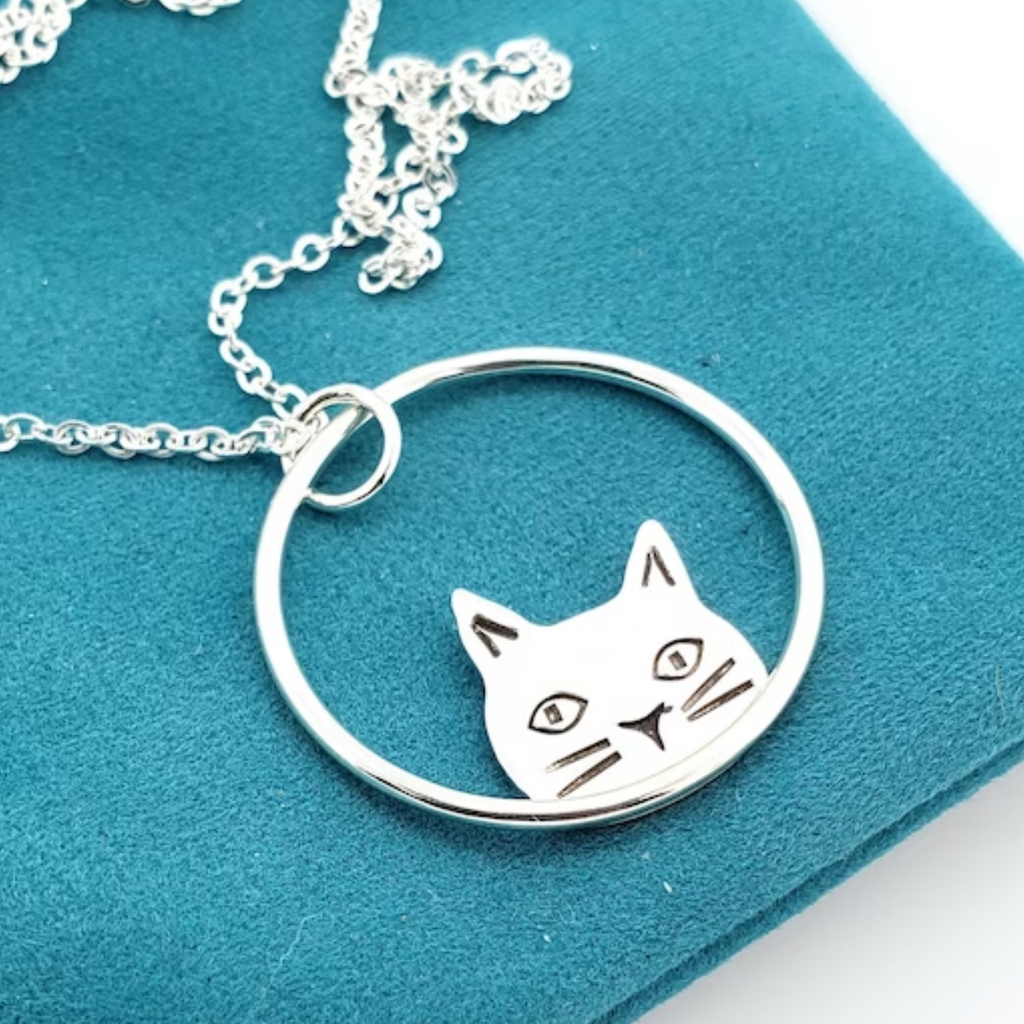 silver cat necklace by Kathryn Riechert