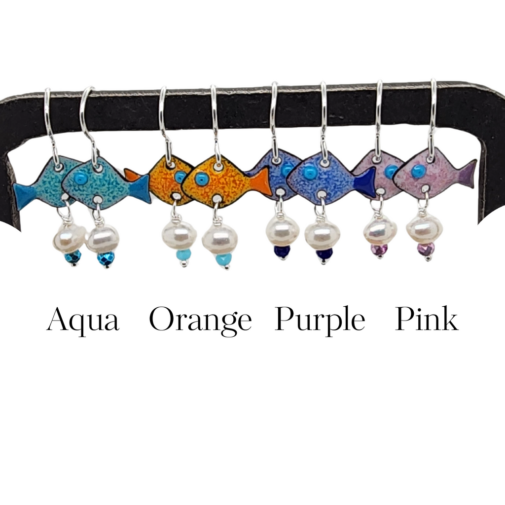 petite fish earrings in a range of colors