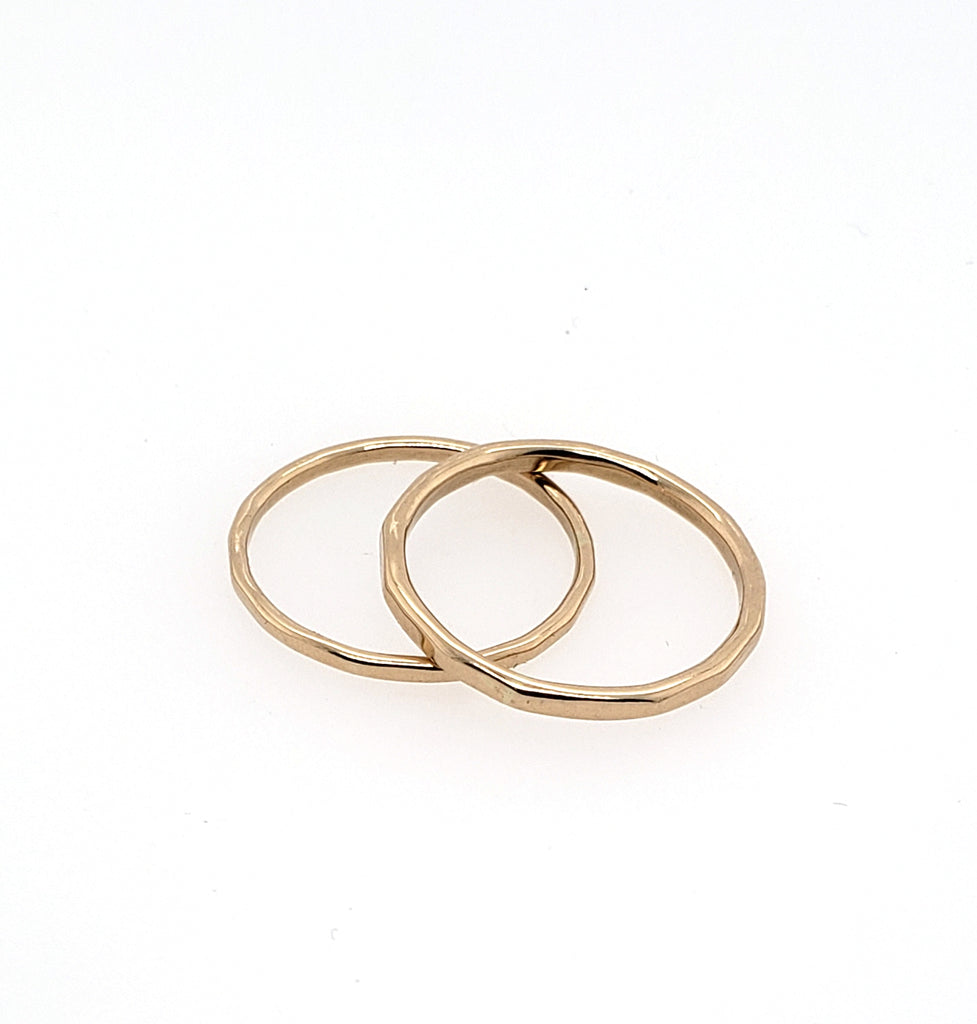 textured yellow gold rings for stacking