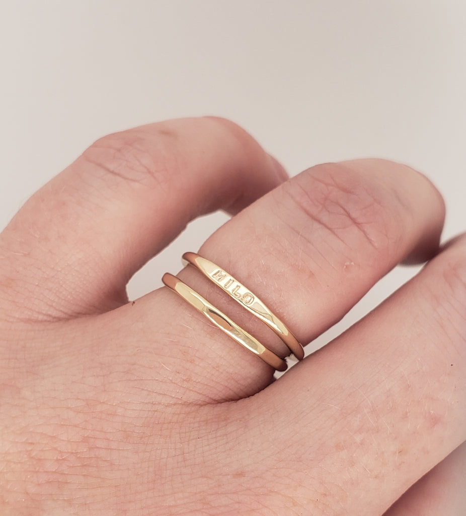 mother's day gift and push gift, gold rings with child's name