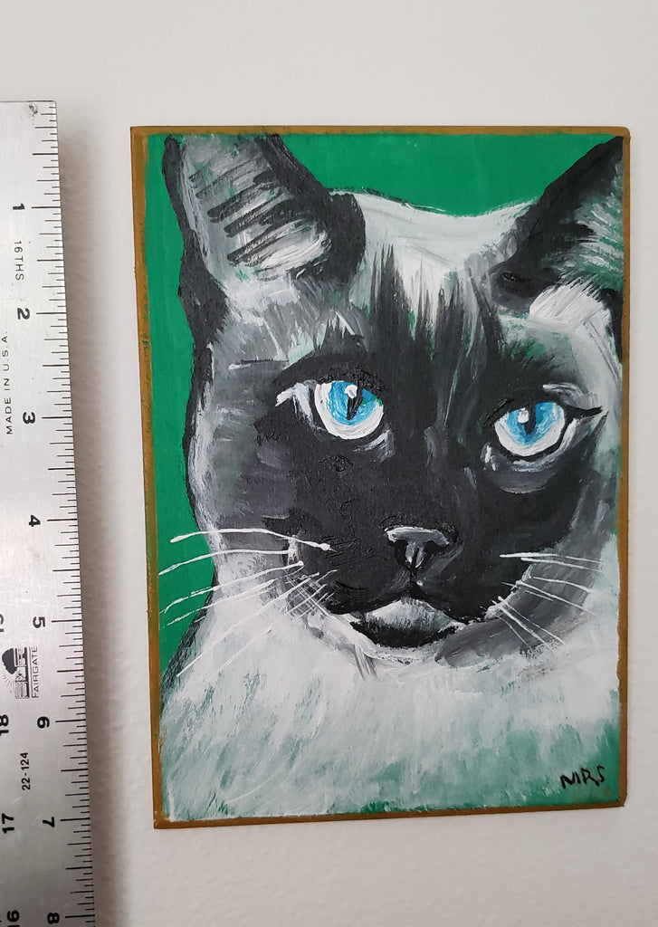 folk art painting of a cat, original art