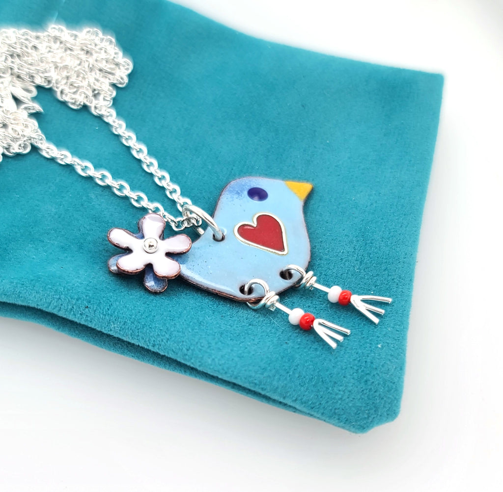 light blue bird jewelry by Kathryn Riechert