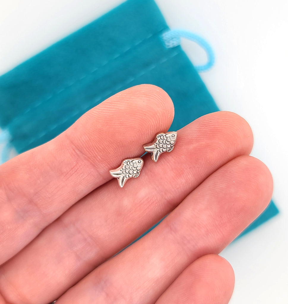 small sterling silver fish earrings