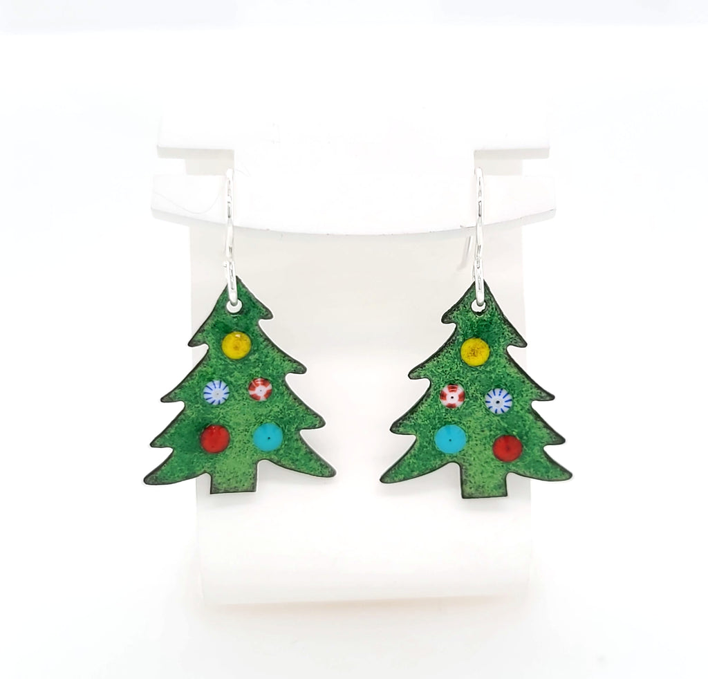 colorful enamel Christmas earrings