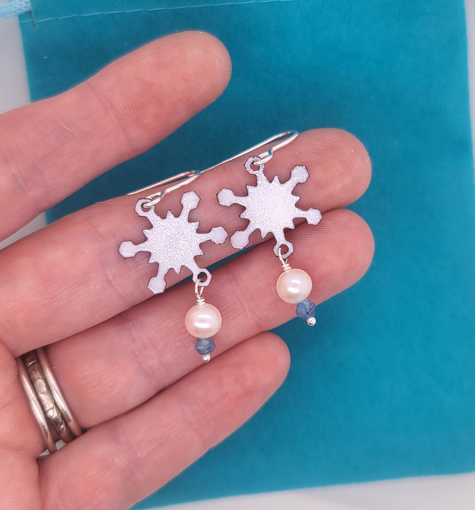 dainty snowflake earrings for Christmas