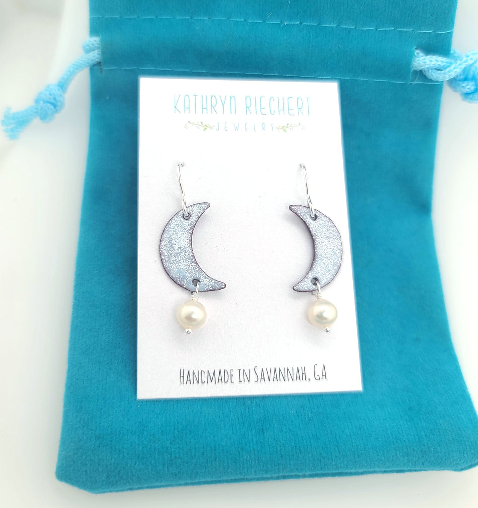 moon earrings on earring card