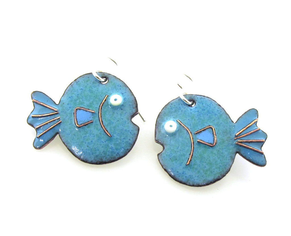 blue fish earrings