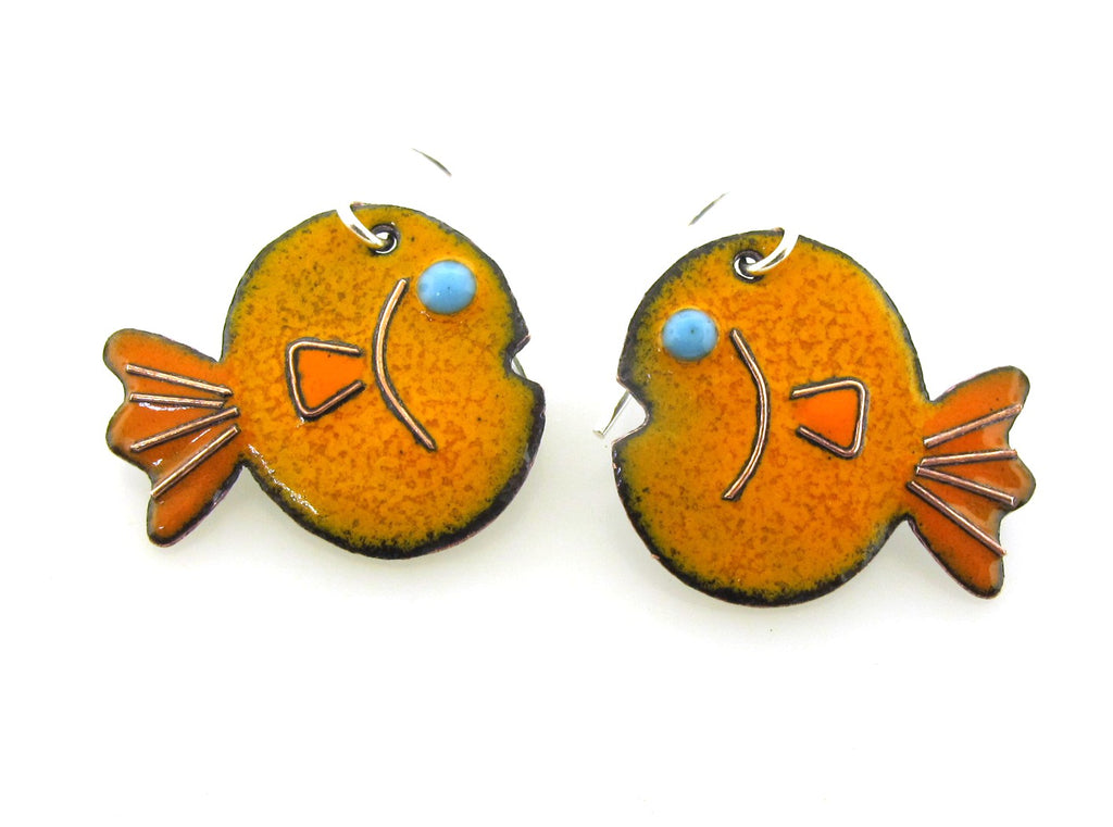 enameled goldfish earrings