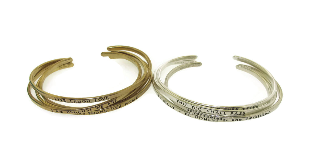 brass and silver stacking cuff bracelets