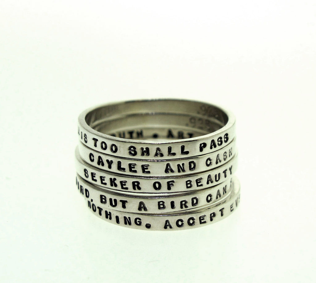 sterling silver rings with messages