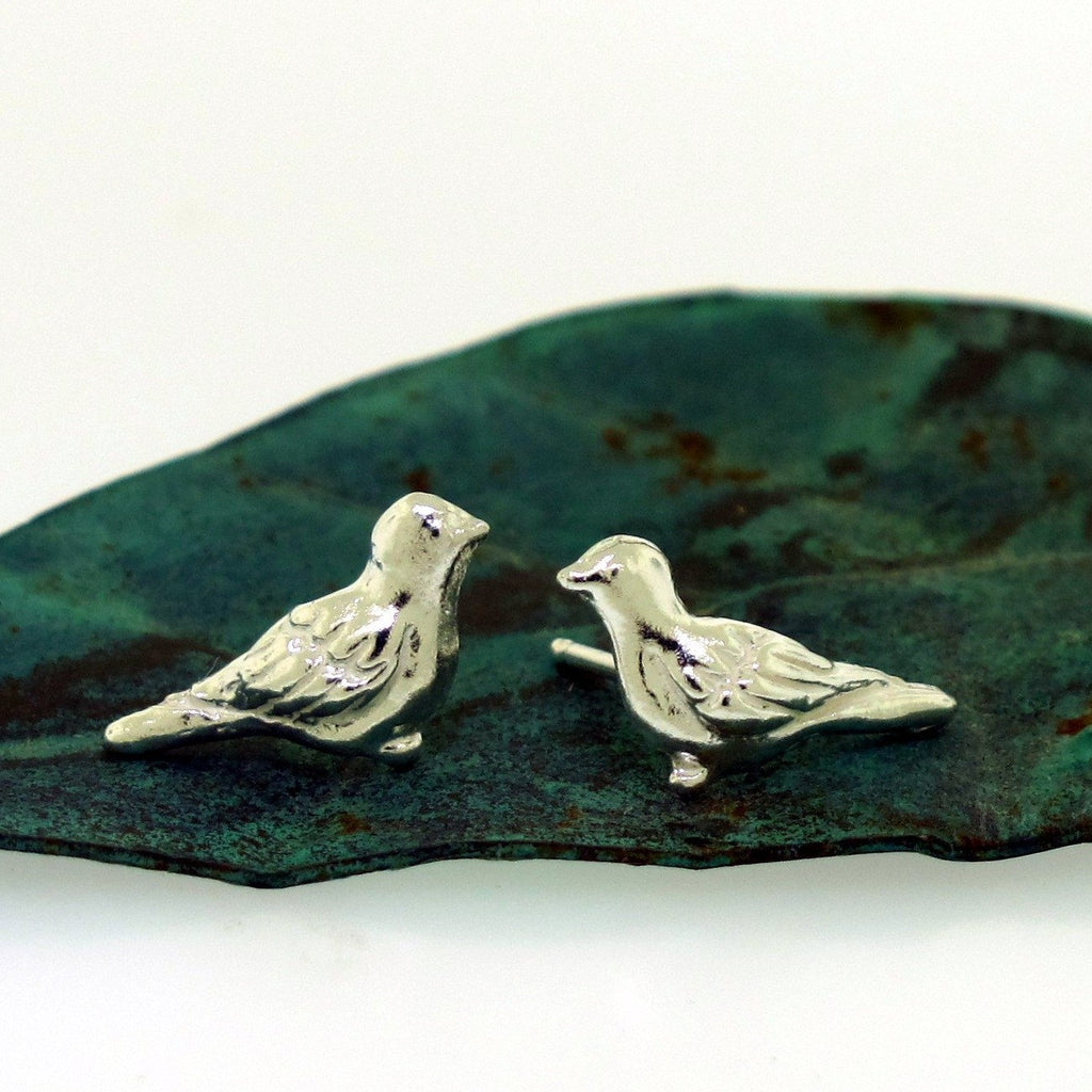 silver bird earrings