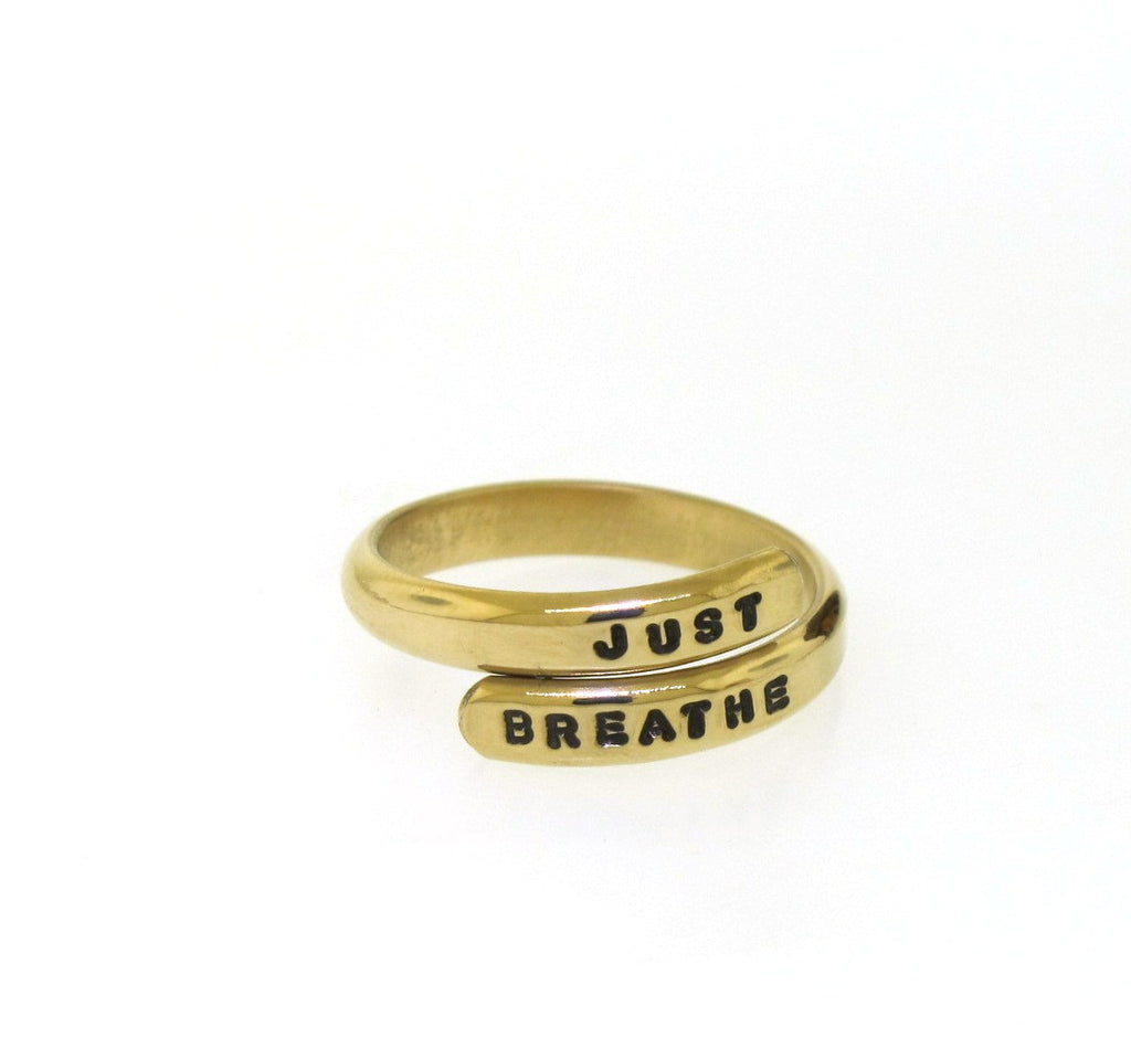adjustable gold ring with personalized message