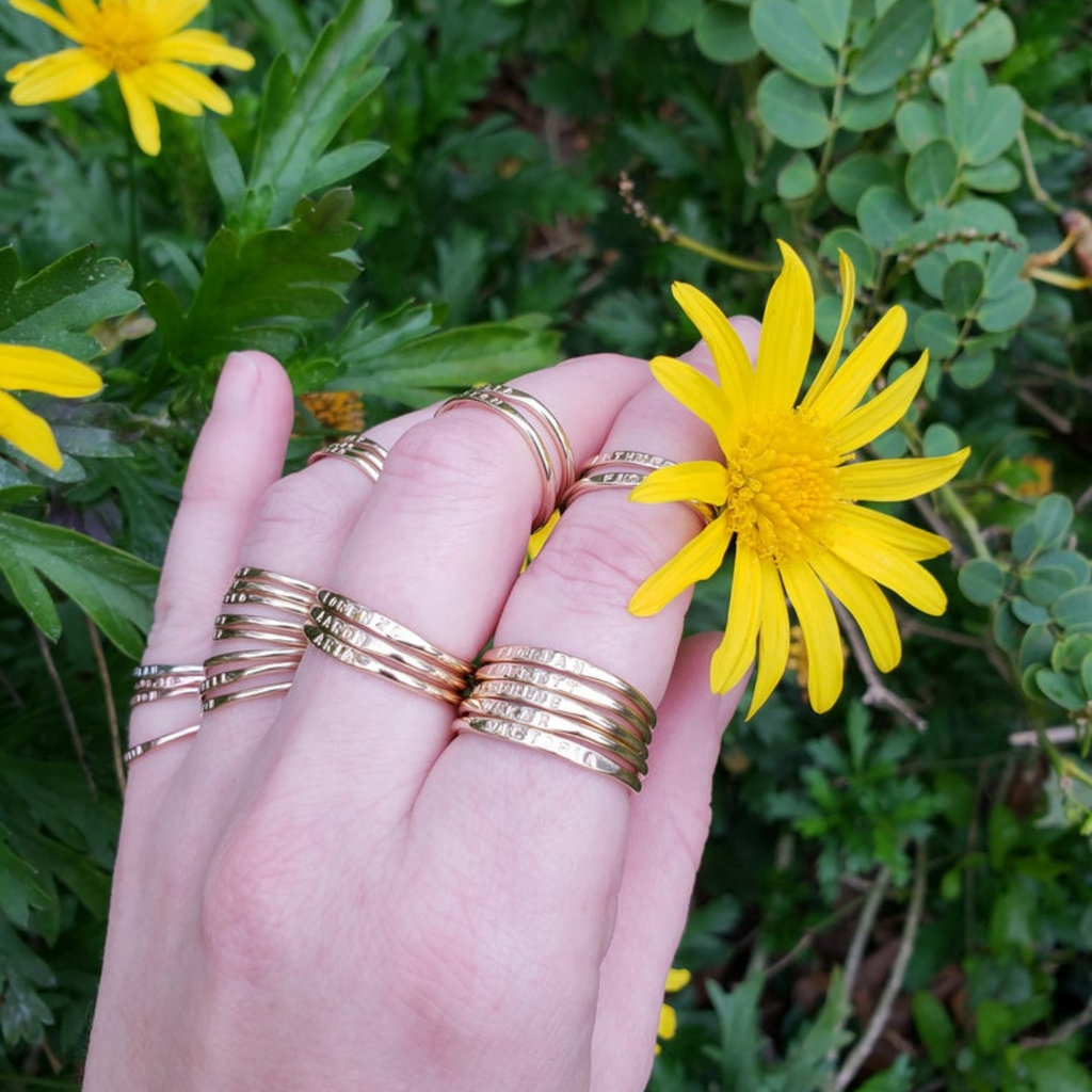 gold stacking rings with names