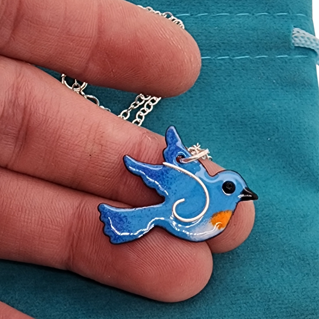 handmade bluebird pendant