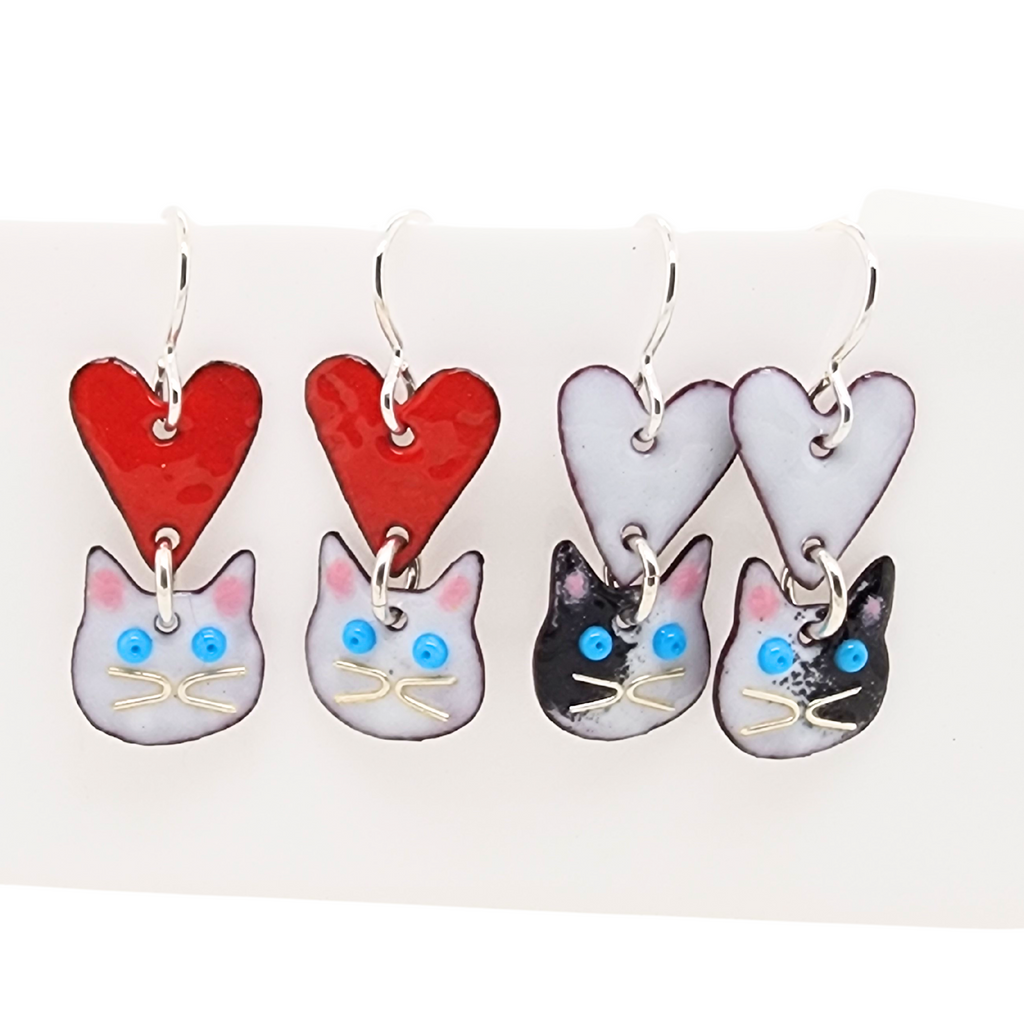 Kathryn Riechert's handmade enamel cat jewelry