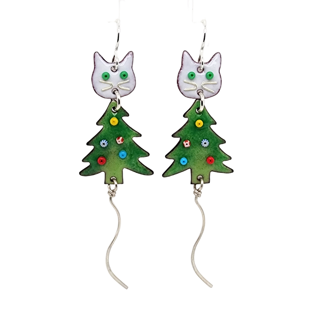cat Christmas earrings
