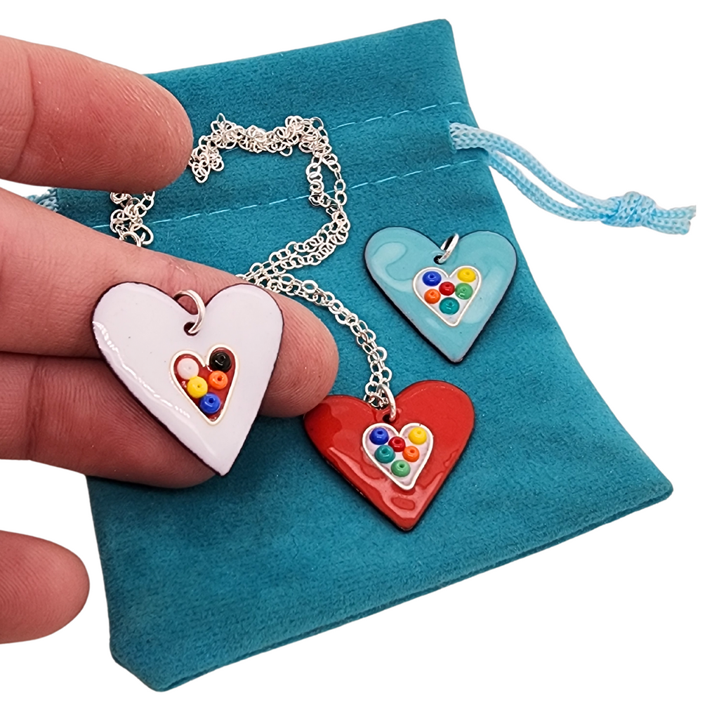 colorful heart shaped charms for necklaces