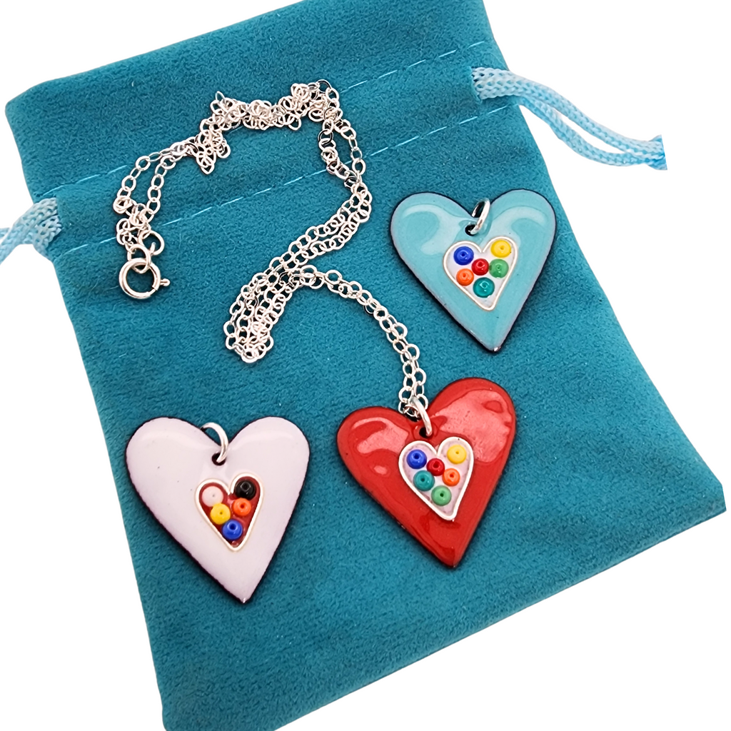 colorful heart pendant necklace