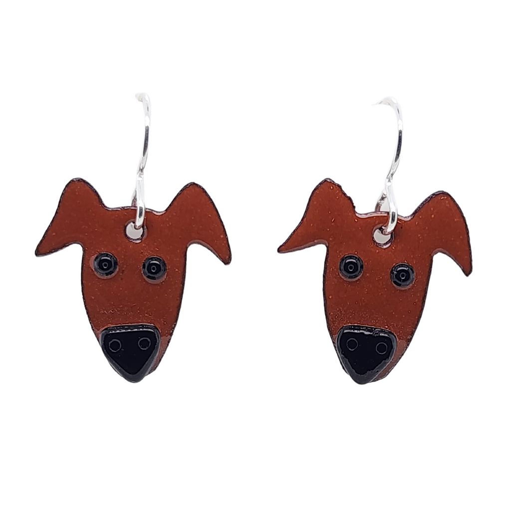 brown dog head earrings