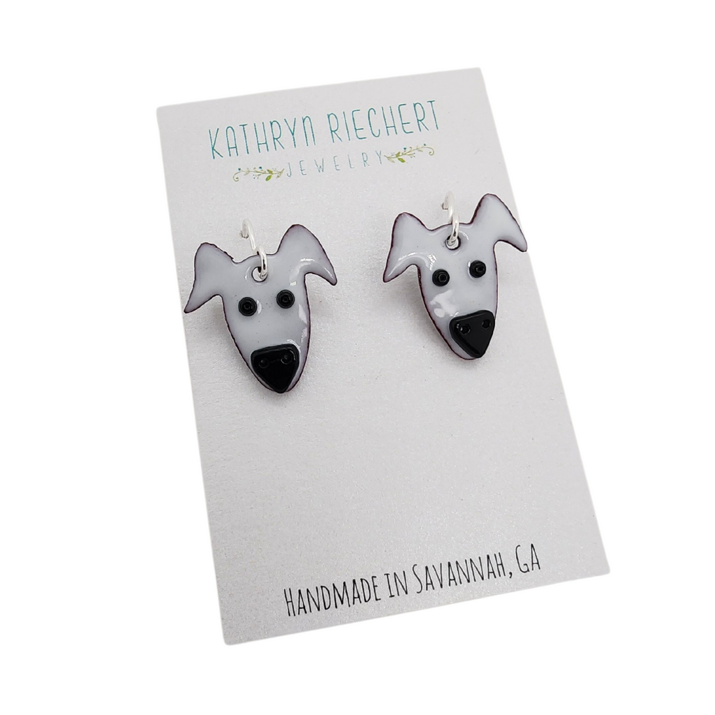 playful dog earrings