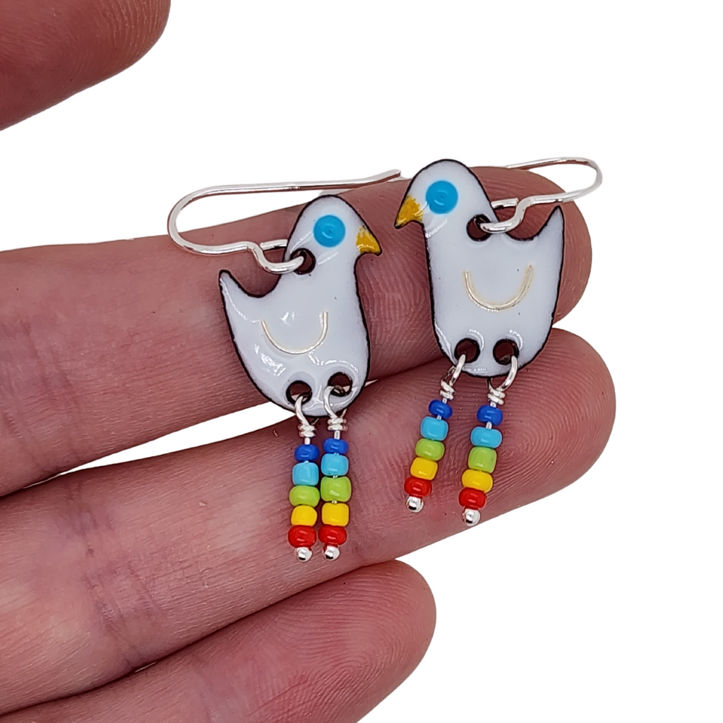 fun dangle earrings with birds