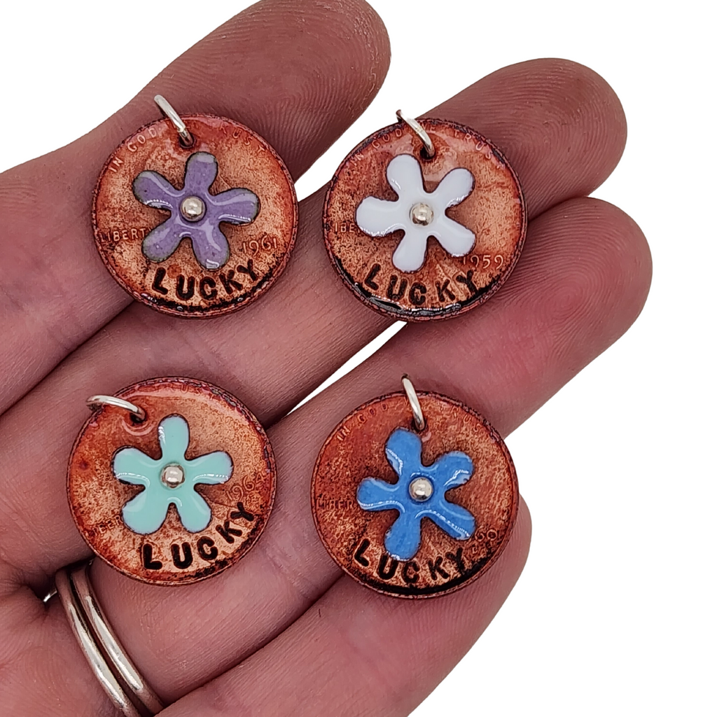 hand stamped copper penny charms