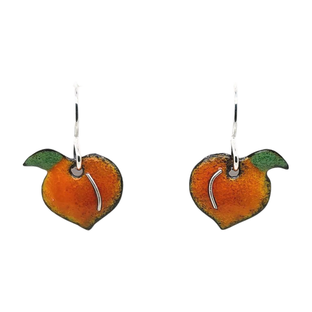 glass enamel earrings with peaches