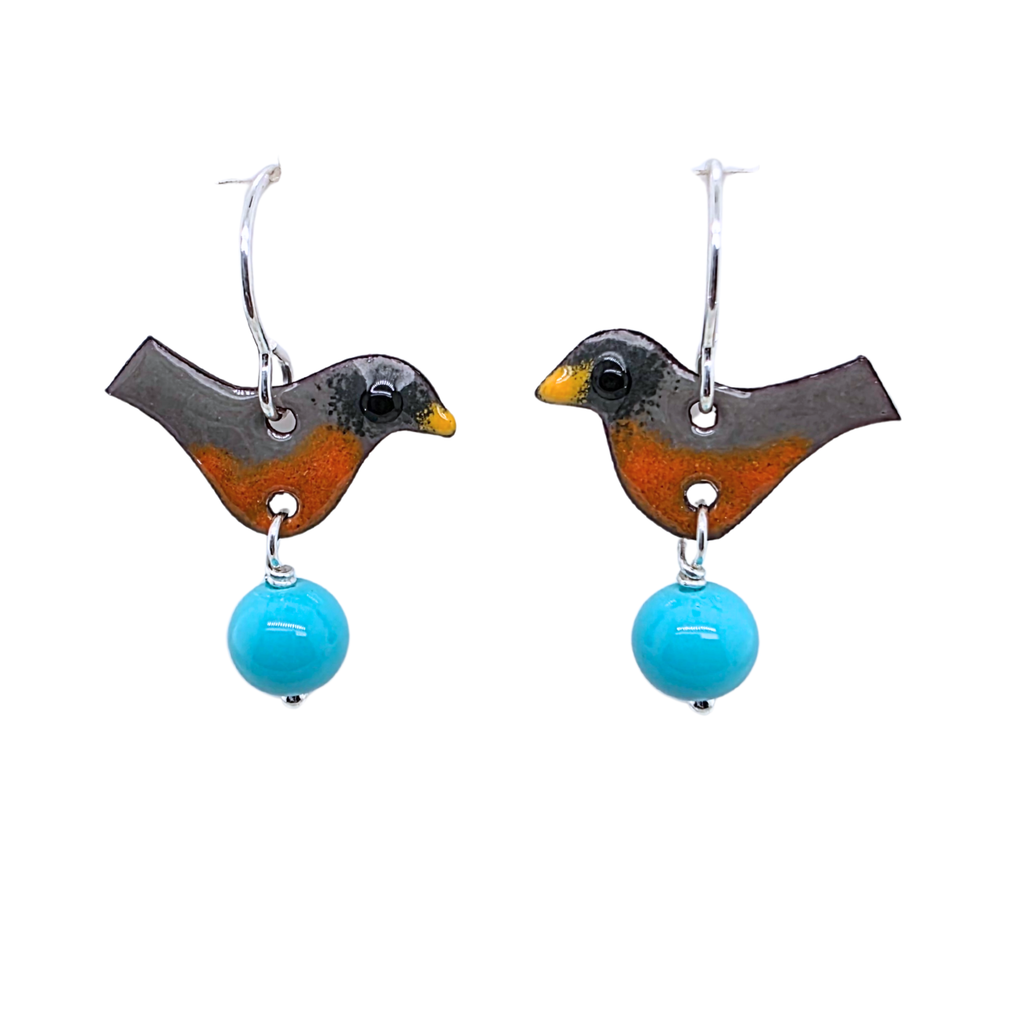 handmade robin earrings by Kathryn Riechert