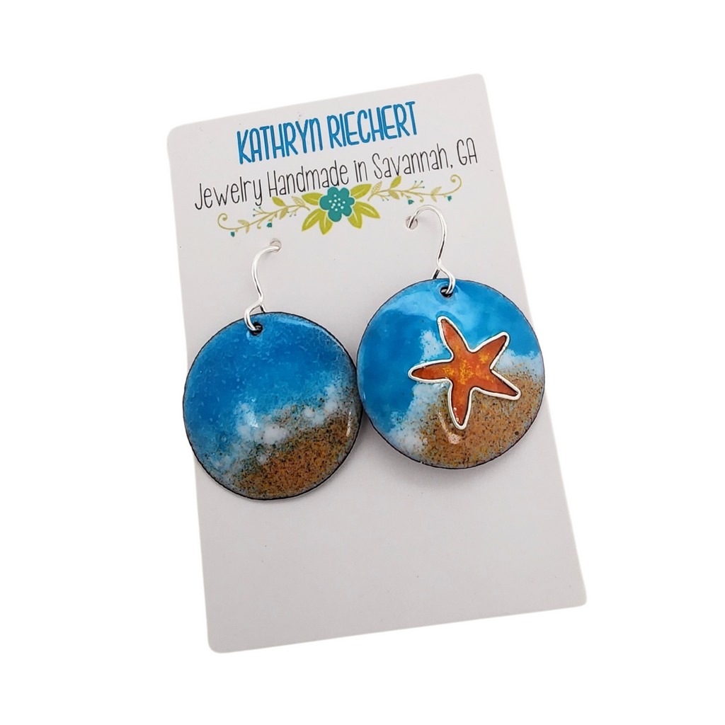 colorful blue ocean inspired earrings