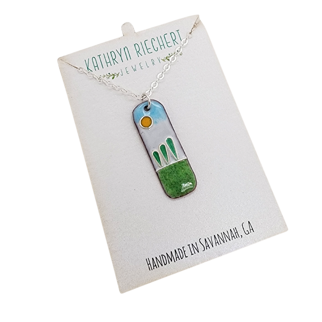 happy sunshine necklace made of glass enamel