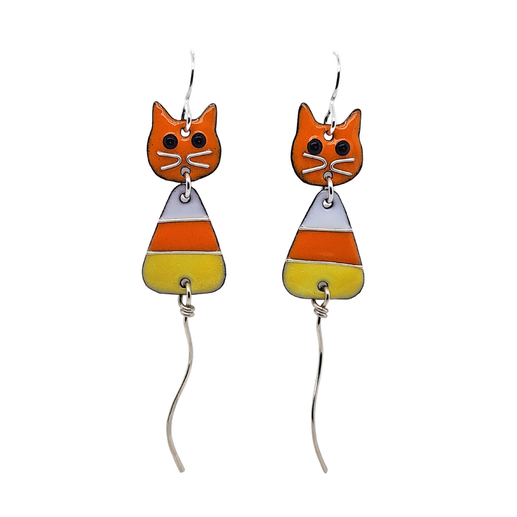 candy corn cat earrings