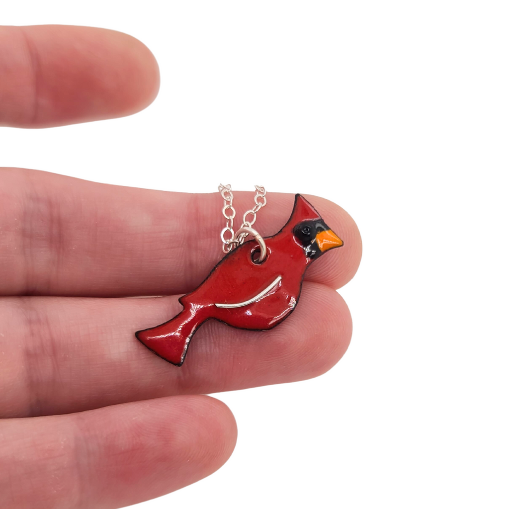 handmade cardinal charm necklace