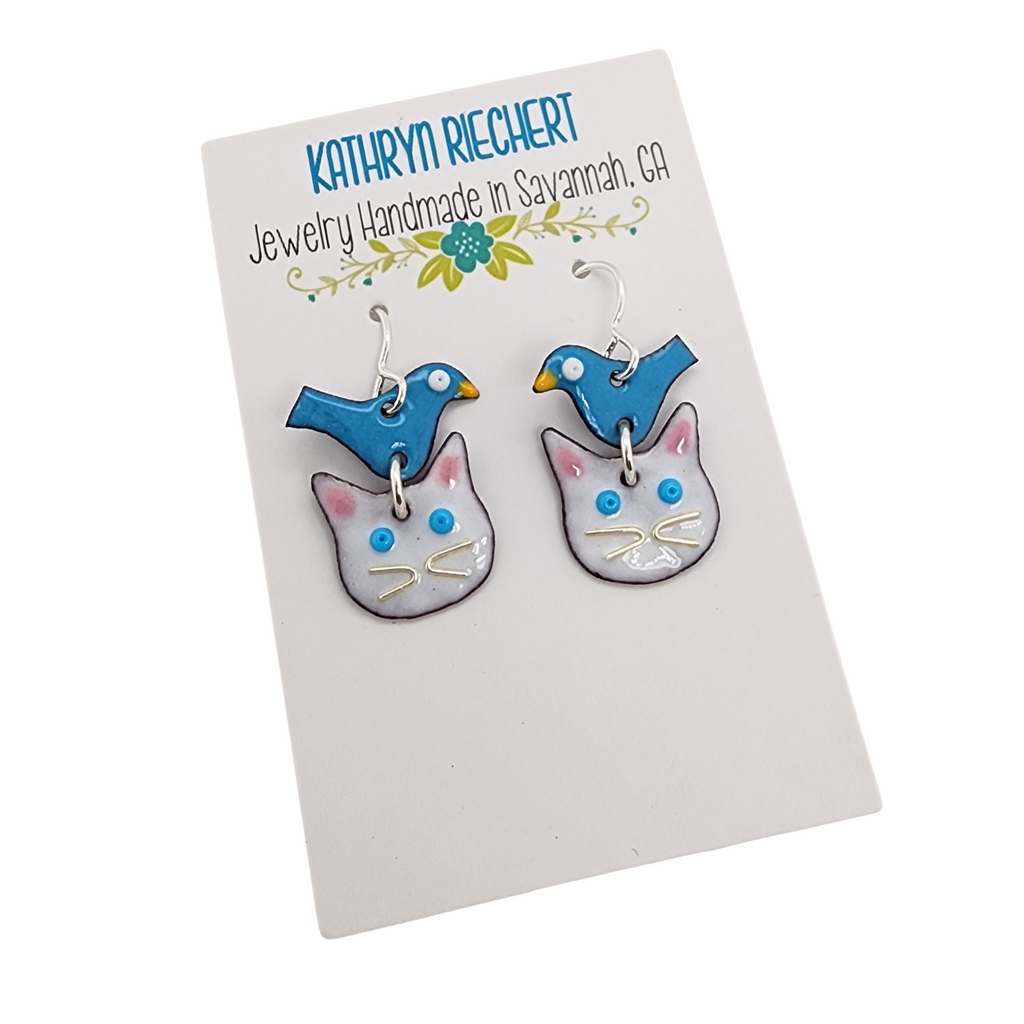 whimsical enameled earrings for cat lovers