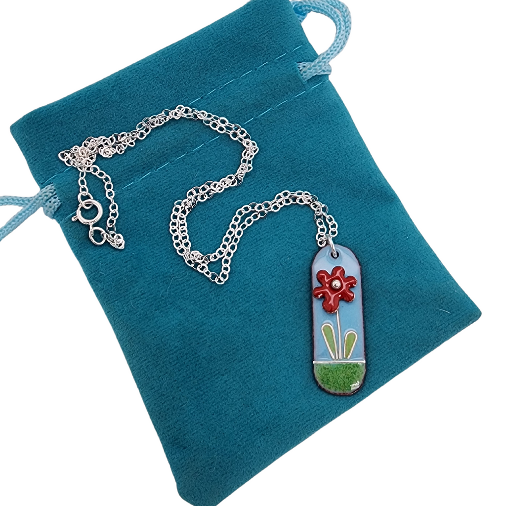 whimsical flower necklace handmade by Kathryn Riechert