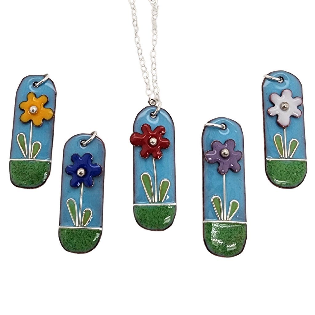handmade enamel flower pendants