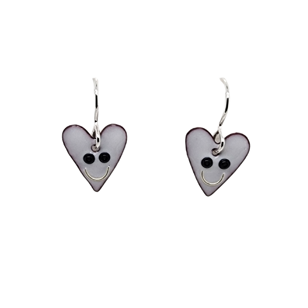 handmade earrings with smiling hearts