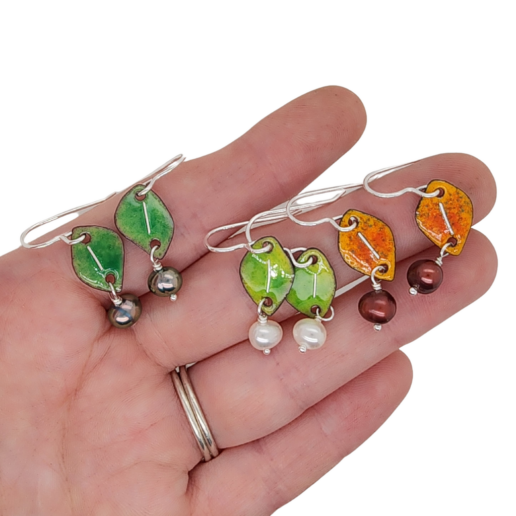 vibrant earrings handmade from glass enamel