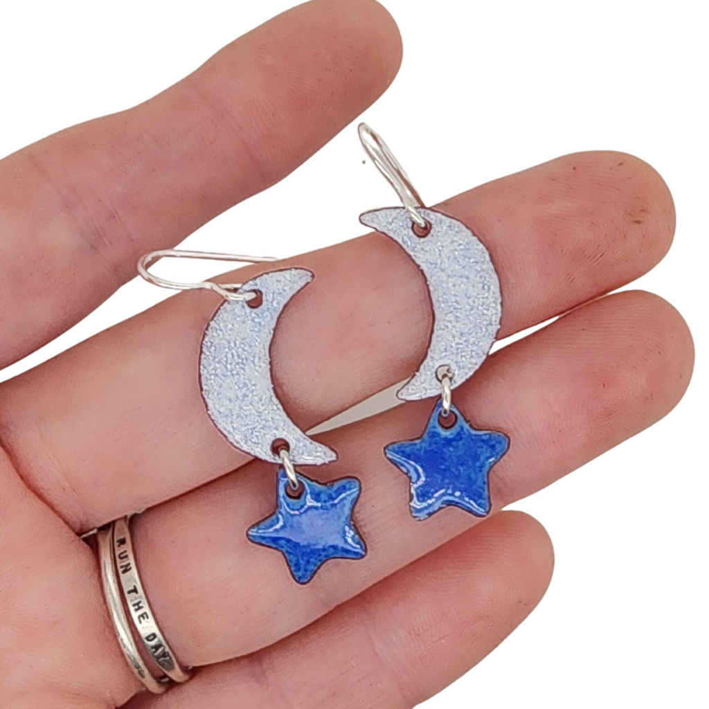fun dangle earrings with a night sky theme