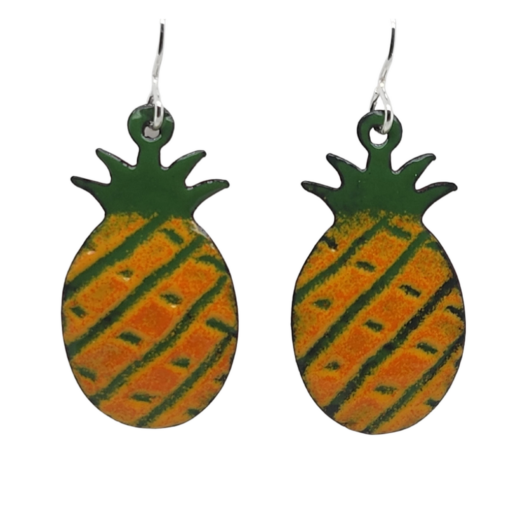 glass enamel pineapple earrings