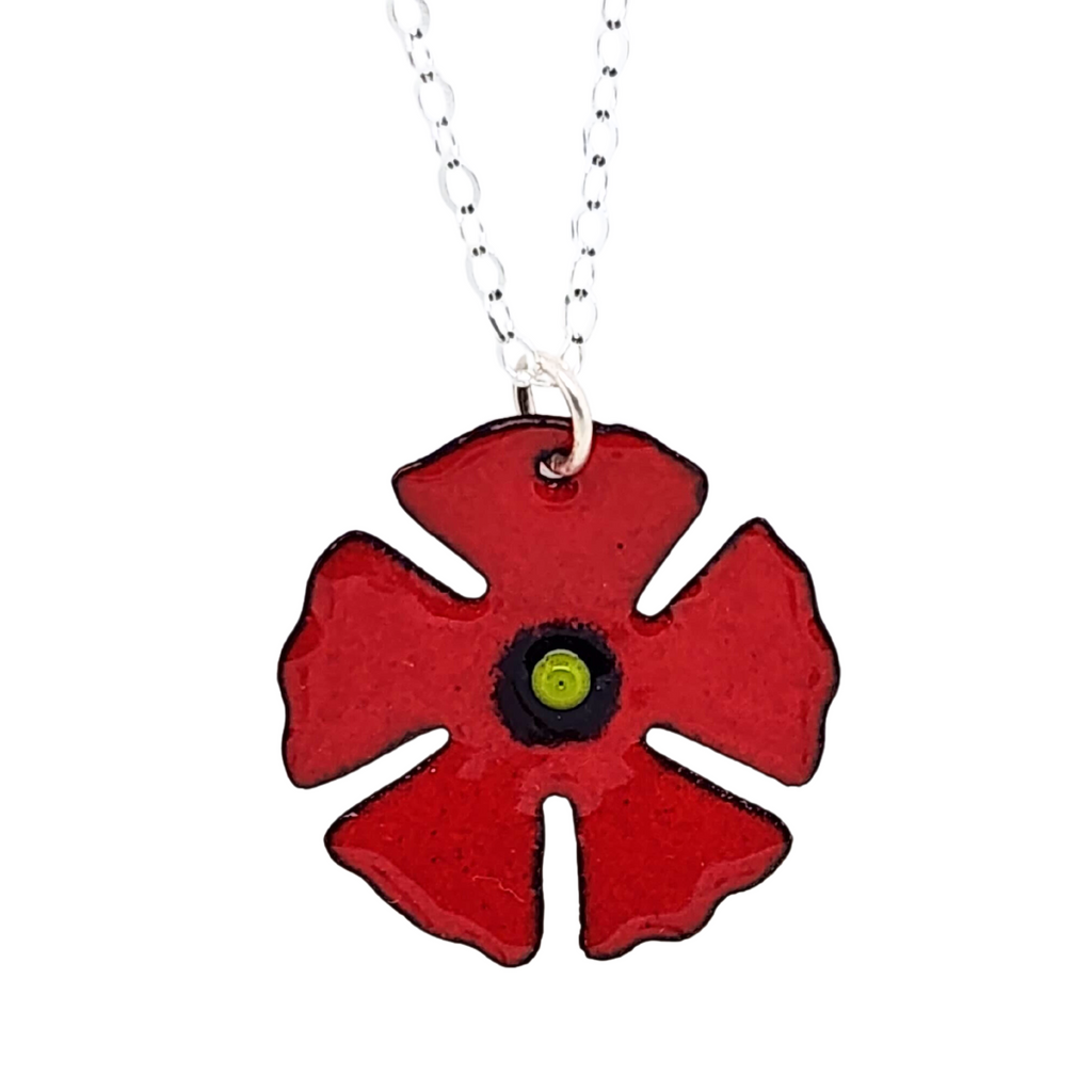 red poppy flower necklace