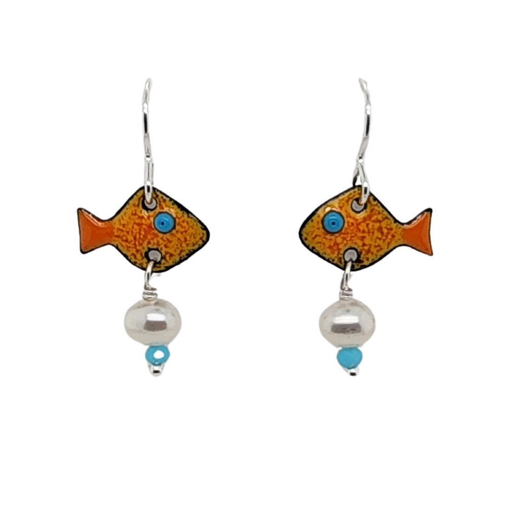 orange goldfish earrings