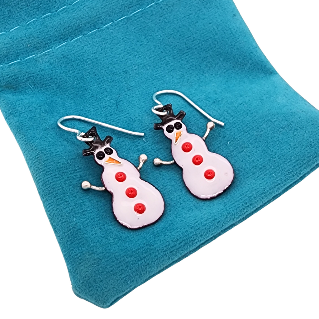 1" tall snowmen earrings with hats
