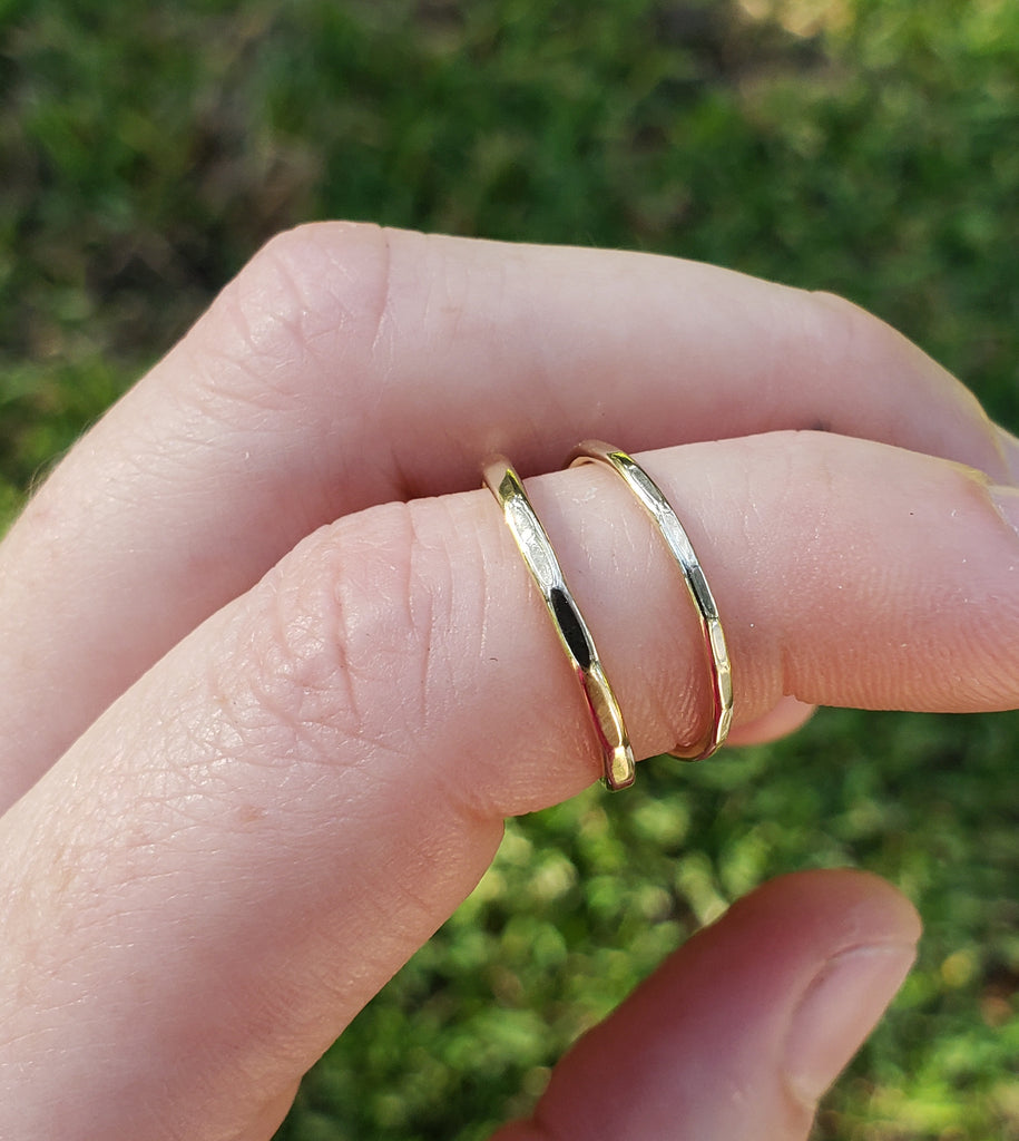 two thin gold rings, minimalist style