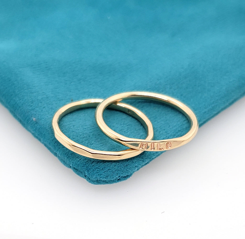 solid yellow gold rings for stacking, thin rings