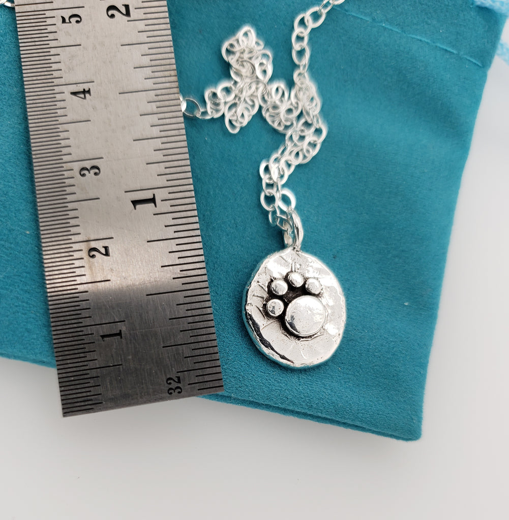 sterling silver paw print necklace