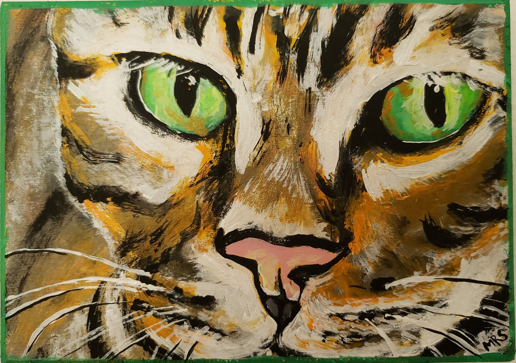 folk art tiger cat painting 
